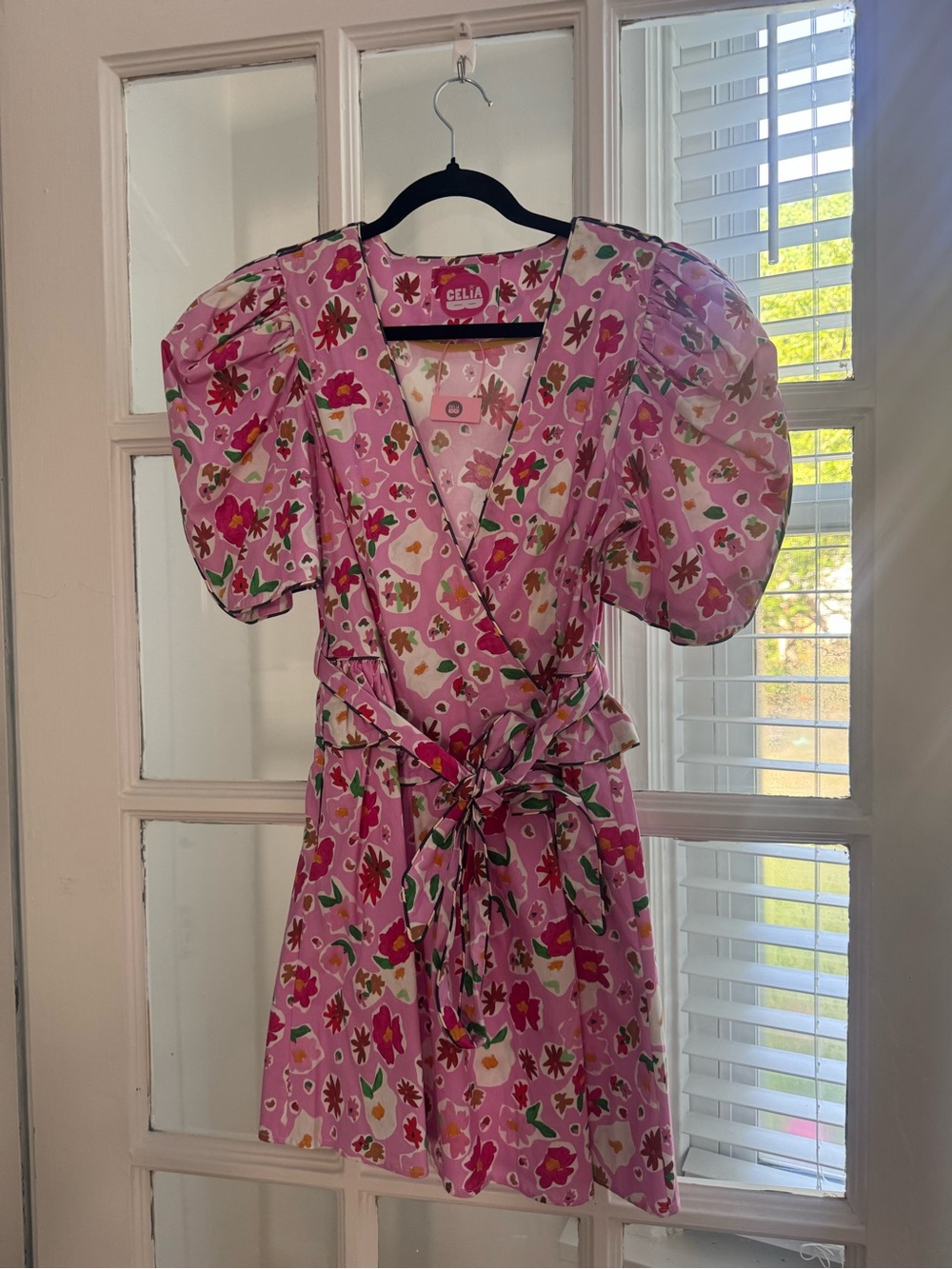 CeliaB Amethyst Floral Mini Dress with Puff Sleeves